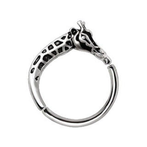 316L Stainless Steel Giraffe Silver Plated Seamless Ring / Cartilage Earring
